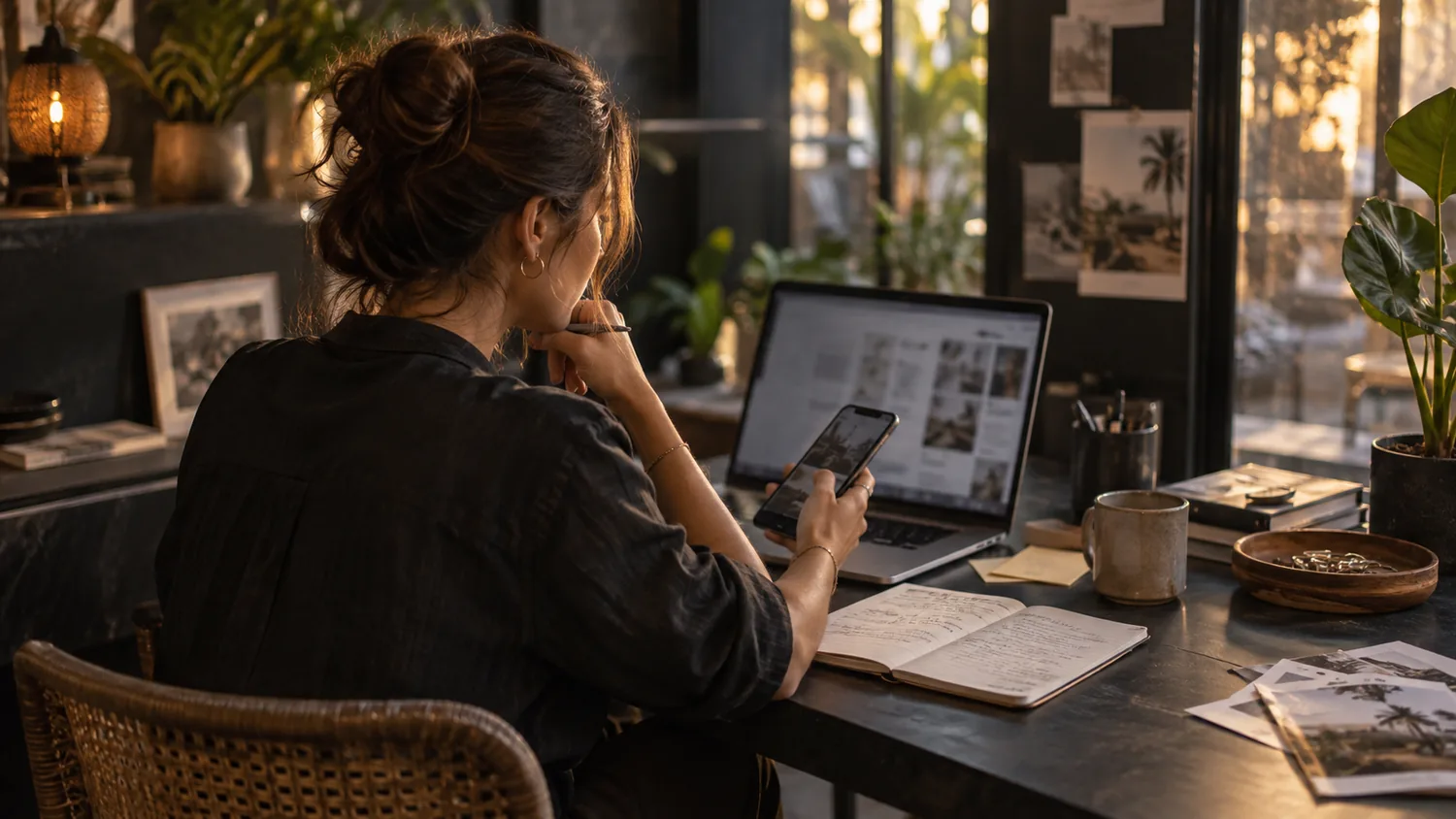 A business owner working across customer messages and daily operations.